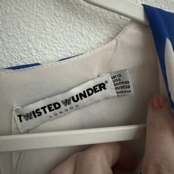 Twisted Wunder Midaxi Dress Blue White Abstract Floral NEW Size 8 - Picture 5 of 8